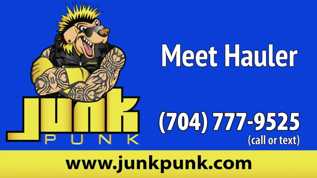 Meet Hauler: the Junk Punk mascot with the Junk Punk logo, (704) 777-9525, call or text